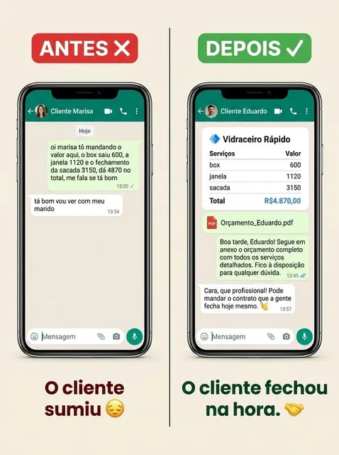 Orçamento completo com botão WhatsApp