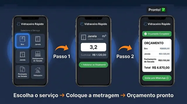 Tela de seleção de serviço